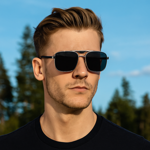 Luxury Designer Double Bridge Men <b>Sunglasses</b> Fashion Custom Logo Polarized <b>Square</b> Metal Women Sun Glasses with High Quality - Product Image 4