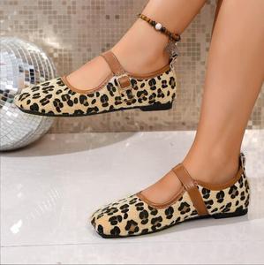 Chaussures plates pour dame confortable décontracté léopard fermer bout carré Extra large largeur grandes femmes <span class=keywords><strong>ballerine</strong></span> chaussures plates - Product Image 6