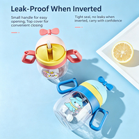 Biberon créatif et mignon de 360 ml pour enfants, en plastique, avec paille, tasse à bec pour bébé avec bille lestée et double poignée, OEM/ODM