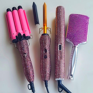 Ensemble d'outils capillaires professionnels 3/4/5/6 pièces pour salon de coiffure, comprenant un sèche-cheveux et un fer à boucler triple canon brillant - Product Image 5