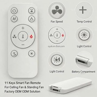 Télécommande vocale intelligente JCXK 11 touches pour ventilateur, télécommande universelle sans fil avec personnalisation OEM ODM