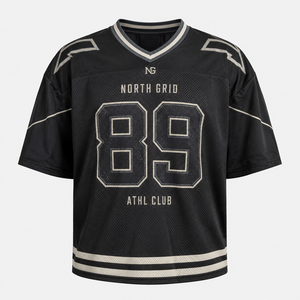 Maillot de football américain streetwear foncé respirant grande taille à manches courtes en maille surdimensionné avec numéro personnalisé pour fan - Product Image 2