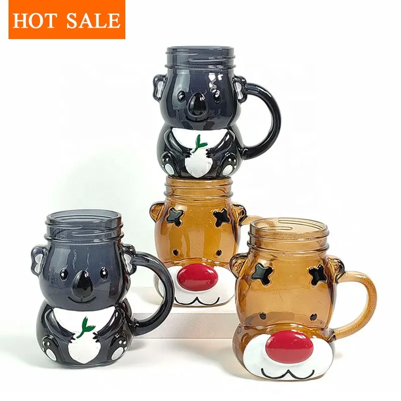 Tùy Chỉnh Uống Chai Rỗng Vòng Mug Glass Mason Jar Với Xử Lý