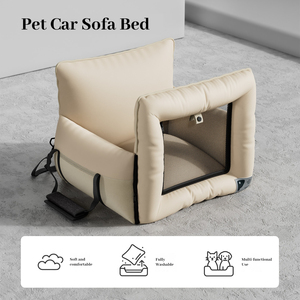 Petop Siège de <span class=keywords><strong>Voiture</strong></span> 2-en-1 pour <span class=keywords><strong>Chien</strong></span>, Lit de Voyage Imperméable en Cuir PU avec Fenêtre en Maille et Fermeture Éclair, Style Découpé pour Petits Chiens/Chats - Portable - Product Image 5