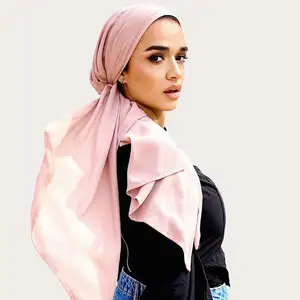 Turbante istantaneo in cotone hijab con cravatta sul retro turbante istantaneo facile da indossare da legare con il fornitore di scialle a nastro