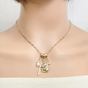 The New Designer Fashion Replaceable Charm Jewelry Simple 14K 18K Gold Plated Women's Zircon Pendant Necklace