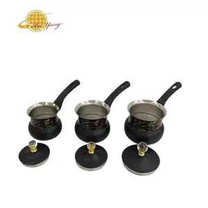 BOYHANG Pegangan Plastik & Kayu 3 Buah Teko Kopi Set Susu dengan Pegangan Tunggal Bahan Stainless Steel