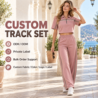 Ensemble deux pièces extensible en maille pour femme, pantalon large en polyester et élasthanne, tissu doux pour les sorties quotidiennes