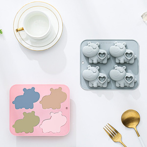 Silicone Cake Mold with Heart-shaped <strong>Hippo</strong> Design Heat Resistant Food-grade for Ice Cube and <strong>Chocolate</strong> - Product Image 4