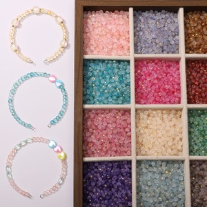 Perles en verre givré à trou droit de 4 mm, perles dispersées pour la fabrication de bracelets, colliers et bijoux DIY, paquet de 10 g - Product Image 1
