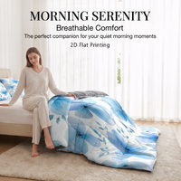 Ensemble de literie d'hiver en microfibre 3 pièces, couette réversible à imprimé floral 2D, chaude et épaisse, fournie directement par l'usine