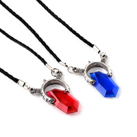 Collier classique simple avec pendentif en cristal bleu et rouge, chaîne de pull, collier de couple, accessoire hip hop, cadeau