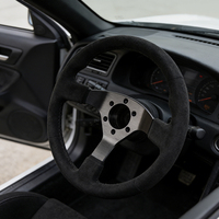 Volant Alcantara à déport profond de 320 mm avec cadre en aluminium brossé de 55 mm pour simulateurs de course et voitures de drift - Vente en gros