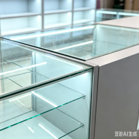 Maßgefertigte Panorama-Vitrinen aus Gehärtetem Glas für Einzelhandelsgeschäfte mit Beleuchteten Wandmontierten Ausstellungseinheiten