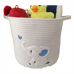 Panier en corde de coton XL, design thème safari, écologique, multifonctionnel, organisateur de chambre d'enfant, rangement pour jouets de chat et de chien (petit éléphant) - Product Image 4