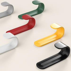 Crochets muraux en forme de J de style nordique, mini crochets adhésifs sans perçage, rectangulaires, en PP peint, pour le rangement à la maison ou sur la porte. - Product Image 5