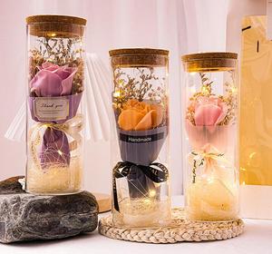 Ciel étoilé Rose fleur <span class=keywords><strong>éternel</strong></span>le avec lampe verre souhaitant bouteille or boutique saint valentin cadeau d'anniversaire - Product Image 3