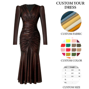 ZYHT 31038 Abito da Sera di Alta Gamma per <span class=keywords><strong>Donna</strong></span>, Nuovo Modello Primaverile con Scollo a V, Pizzo, Vestibilità Slim, Casual, <span class=keywords><strong>Lungo</strong></span> Stile Sirena per Feste - Product Image 4