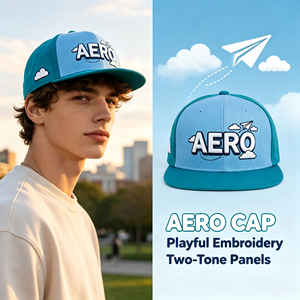 Casquette Snapback à visière plate brodée en 3D, motif <span class=keywords><strong>avion</strong></span> en papier AERO Cloud bicolore bleu, 6 panneaux, pour adolescents et activités de plein air - Product Image 1