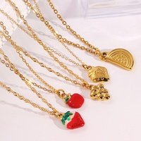 Estrella de Mar Océano serie impermeable de acero inoxidable moda colgante collar niñas grueso 18K chapado en oro cadena collar mujeres