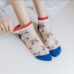 Meias Curtas de Verão Fashion, Fofas, Transparentes, Respiráveis e Finas, Estilo Soquete Invisível com Estampa de Gato para Mulheres - Product Image 2