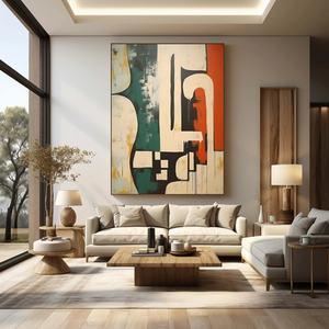 Toile d'art abstraite de luxe grand format, nature morte, vert beige, Wabi-Sabi, faite à la main, acrylique, décoration intérieure - Product Image 5