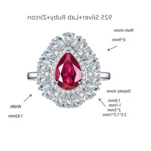 Bague Éternité All Fashion 1,5 Carat en Rubis de Laboratoire, Silicone, Goutte d'Eau Vintage, Plaqué Rhodium, Plaqué Or, Marque Célèbre pour Femme - Product Image 6