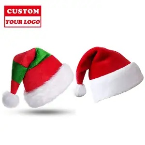 ポンポン付きの高品質のクリスマスサンタ帽子-ポンポンクリスマスギフト漫画の帽子クリスマスの装飾2023冬のサンタ帽子