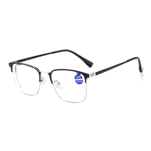 إطار نصف مستطيلي أسود إطار TR90 إطار UV400 عدسات مقاومة للضوء الأزرق تصميم عتيق مرن للرجال والنساء - Product Image 4