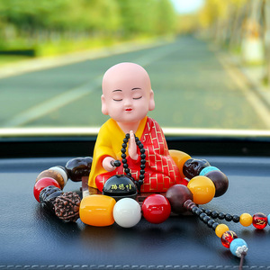 เครื่องประดับสำหรับรถยนต์รูปพระแบบโรบริคพลังงานแสงอาทิตย์ขนาดเล็กอุปกรณ์เสริมสำหรับรถยนต์ที่มีการเคาะลงบนปลาที่ทำจากไม้พระขนาดเล็ก - Product Image 2