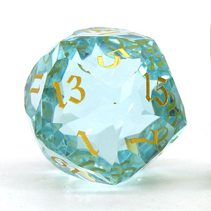 <span class=keywords><strong>D</strong></span>és en verre bleu aquatique sculptés polyédriques de haute qualité en gros, 16-24 mm, pour <span class=keywords><strong>D</strong></span>&<span class=keywords><strong>D</strong></span>/RPG, jeux de table et de cartes, lot de 7 pièces, logo personnalisé - Product Image 1