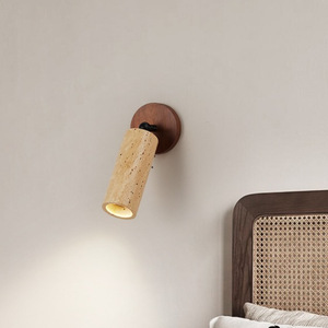 Lámpara de Pared Minimalista Wabi Sabi, Aplique de Madera con Piedra Natural Amarilla para Dormitorio o Pasillo - Product Image 1