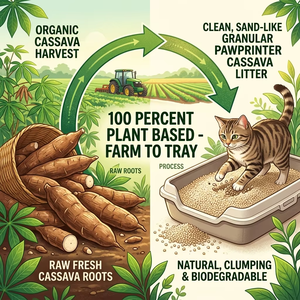 Litière pour chat en manioc écologique et sans produits chimiques, tendance 2026, sans danger en cas d'ingestion, biodégradable, amidon naturel, sans poussière, anti-odeurs - Product Image 2