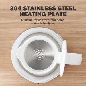 Bouteille d'eau portable pliable pour voyage, maison et hôtel, chauffe-eau rapide en acier inoxydable 304 avec plaque chauffante, 1L - Product Image 2