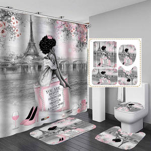 Mode afro-américaine impression parfum baignoire accessoires Sexy <span class=keywords><strong>rose</strong></span> <span class=keywords><strong>gris</strong></span> tour Eiffel Afro fille <span class=keywords><strong>rideau</strong></span> <span class=keywords><strong>de</strong></span> <span class=keywords><strong>douche</strong></span> - Product Image 2