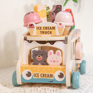 Camion de Glaces <span class=keywords><strong>en</strong></span> <span class=keywords><strong>Bois</strong></span> 2026 : Jeu de Rôle, Simulation de Magasin Alimentaire, Activité Interactive, Jouets Éducatifs pour Enfants - Product Image 4