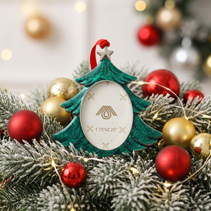 <b>Christmas</b> <b>Tree</b> Ornament Green Metal 1.75x2.25 Inch Silver Star <b>Top</b> Indoor Decor Classic Style - Product Image 2