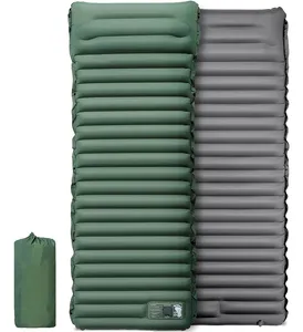 徒步旅行双色拼接加厚快速充气超宽户外野营气垫带枕头内置泵