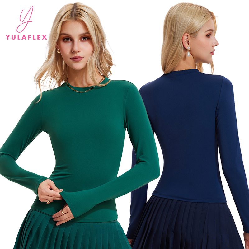 Latest Autumn Long Sleeve T Shirts for Women Slimming Fit Running Fitness Yoga Wear Quick Dry Crew Neck Sports Base Shirts
