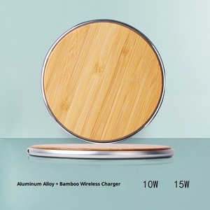 <span class=keywords><strong>Cargador</strong></span> Inalámbrico de Bambú Creativo de 15W con Carga Rápida, Base Redonda de Aleación de Aluminio, Compacto y Portátil - Product Image 1