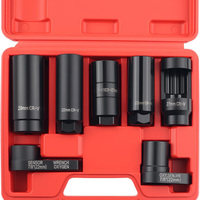 Kit de réparation de filetage et d'extraction de capteur d'oxygène de voiture en fibre de carbone rouge, 7 pièces