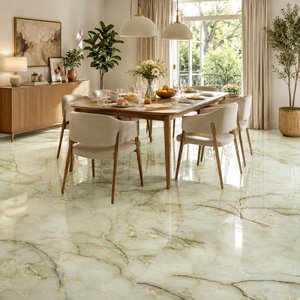 Piastrelle per Pavimenti 60x60 600x600mm, Gres Porcellanato Effetto Marmo Verde Chiaro <span class=keywords><strong>con</strong></span> Venature Dorate, Piastrelle Smaltate per Soggiorno - Product Image 4