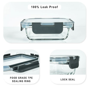 Mini caja de vidrio de borosilicato alto personalizada para cocina y hogar, contenedor de comida para el almuerzo, tapa de bloqueo, etiqueta hermética, cajón para bebés - Product Image 2