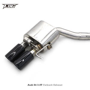 Tuyaux d'échappement en acier inoxydable Boska pour Audi S4/S5 B8 B8.5 3.0T, silencieux cat-back, soupape à vide, embouts plaqués noir - Product Image 2