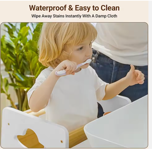 <span class=keywords><strong>Tabouret</strong></span> de cuisine en bois réglable sur 3 niveaux pour enfants, <span class=keywords><strong>tabouret</strong></span> auxiliaire pour enfants, assistant de cuisine, couleurs blanc et naturel - Product Image 6