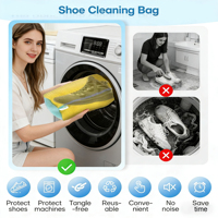 Nouveau sac de lavage pour chaussures réutilisable, sac de lavage pour chaussures en machine, sac de nettoyage pour chaussures avec fermeture éclair pour laver les chaussures