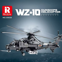 Reobrix 33037 CH53E Hélicoptère de transport militaire 1/35, ensemble de blocs de construction de 2216 pièces, modèle WZ-10, jouet de construction électronique