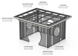 Pavillon <span class=keywords><strong>de</strong></span> <span class=keywords><strong>jardin</strong></span> contemporain en alliage d'<span class=keywords><strong>aluminium</strong></span> et verre 6x3, directement <span class=keywords><strong>de</strong></span> l'usine - Utilisation extérieure pour mariages et appartements, véranda extérieure - Product Image 5