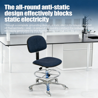 Tabouret de laboratoire ergonomique KEXING COS-113 en mousse PU ESD, hauteur réglable, certifié pour salle blanche Classe 100-1000, design moderne