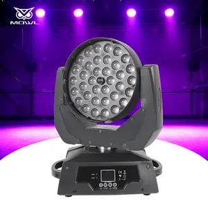 Lampu kepala bergerak LED, 36x18 RGBWA UV 6 dalam 1 36x18 Zoom Par cuci untuk pesta disko Klub